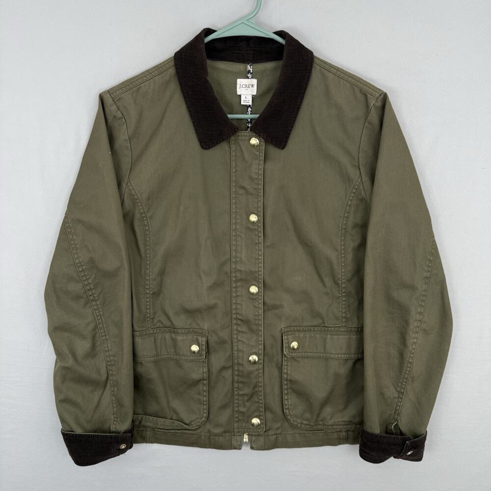 J.Crew Orchard Utility Corduroy Collared Chore Jacket Womens Size Large Cotton